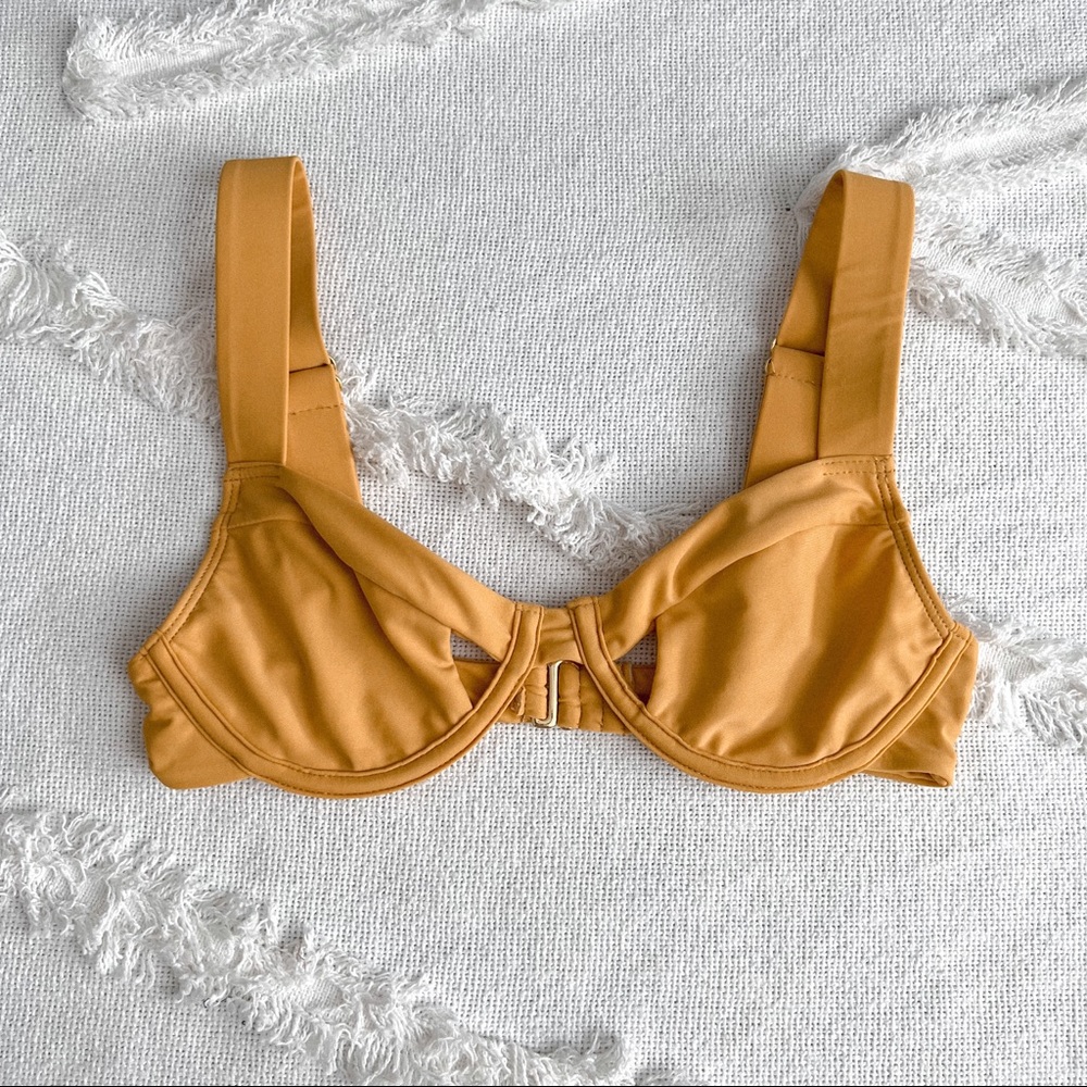 Lovers + Friends yellow underwire cut out prove it bikini top